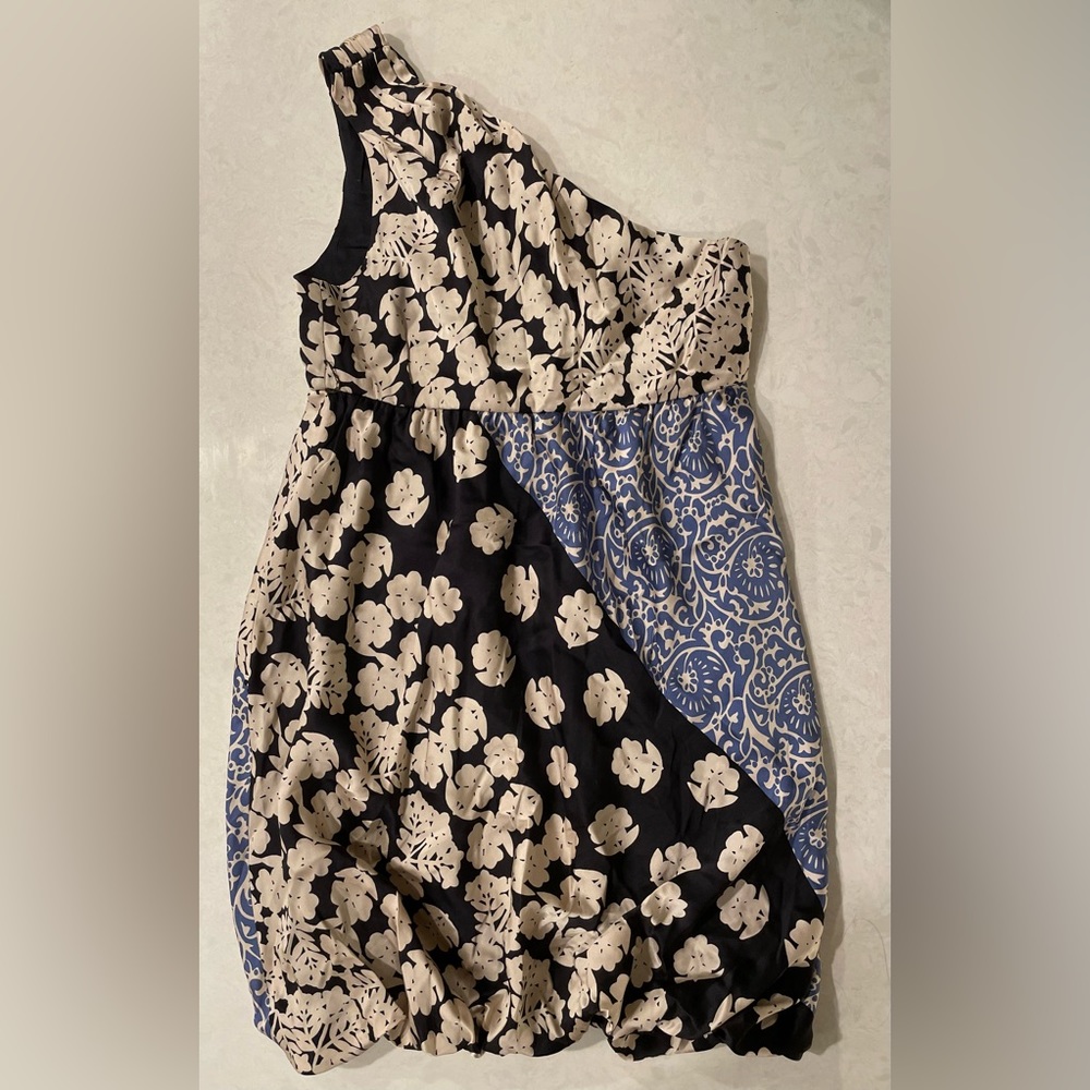 NWT Tibi One-Shoulder Silk Ming Dynasty Bubble Hem Dress Size 6